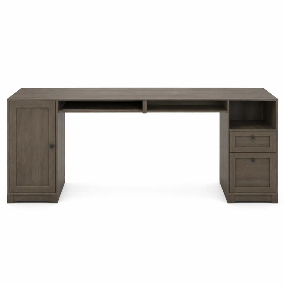 Scrivania Angolare in Legno con Cassetti, Tavolo per Computer per Ufficio