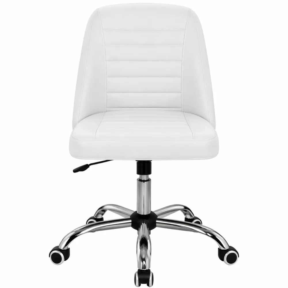 Sedia da Ufficio Bianca Ergonomica Reclinabile Imbottita con Rotelle