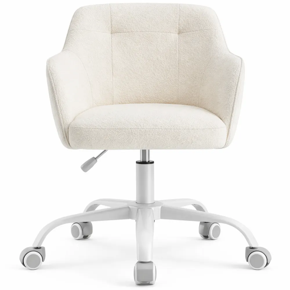 Sedia da Studio Girevole Regolabile, Capacità 110 kg, Struttura in Acciaio, Tessuto Traspirante, Beige Cappuccino