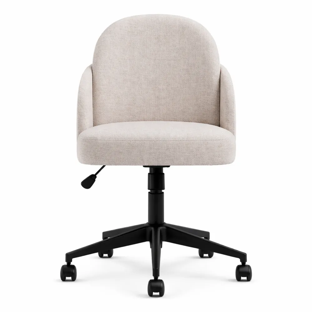 Sedia da Ufficio Regolabile in Tessuto con Ruote, Beige