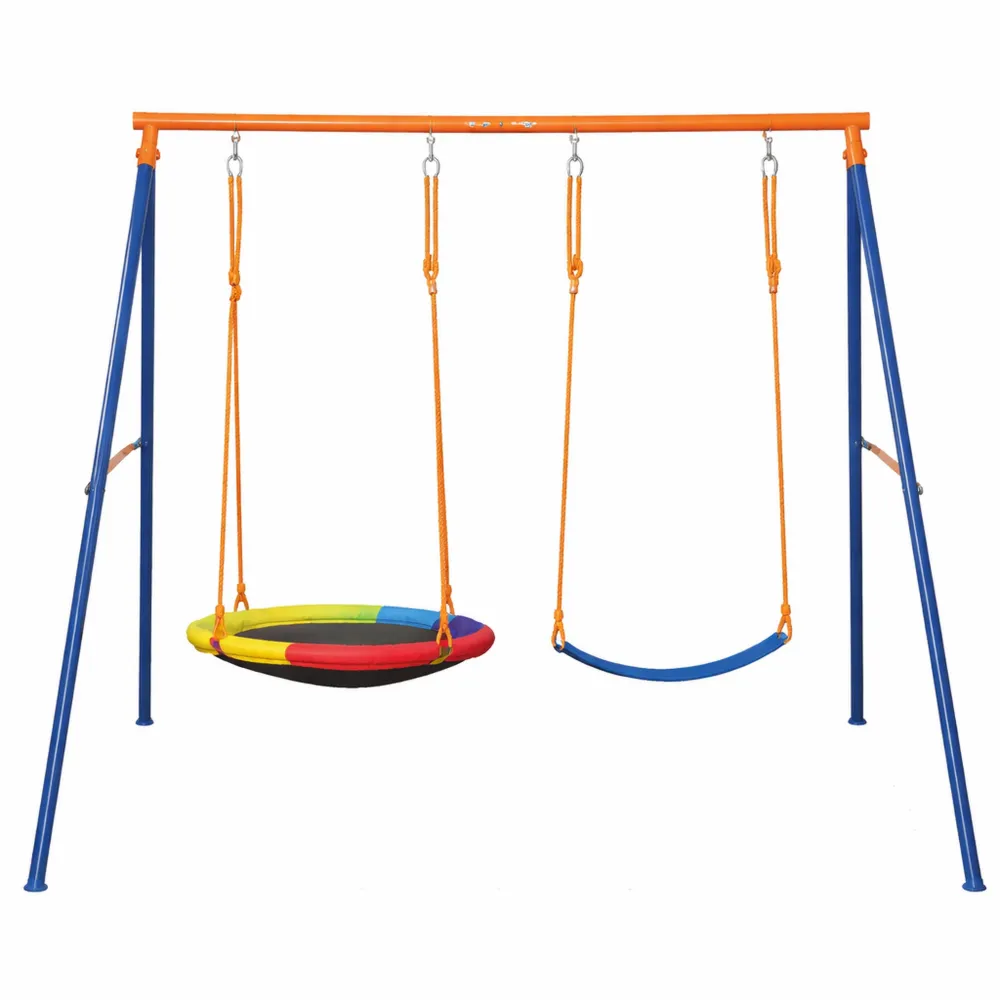 Altalena da Giardino per Bambini con Sedili e Corda Regolabile