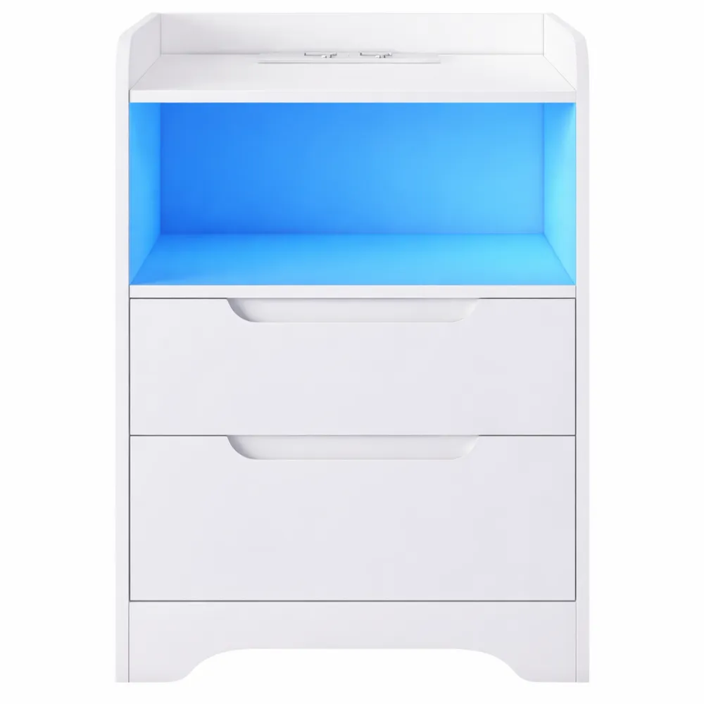 Tavolino Moderno con LED e Ricarica USB per Camera e Soggiorno