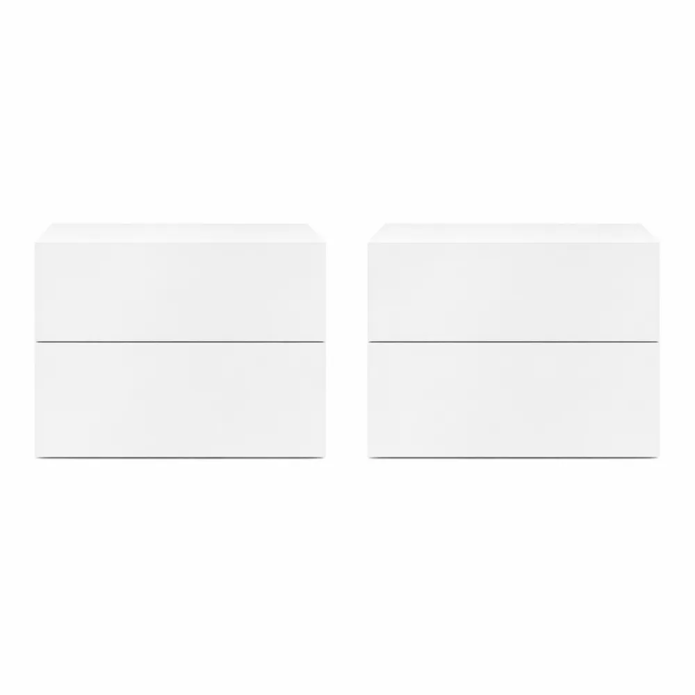 Set di Comodini Galleggianti con Cassetto, Salvaspazio per Camera, 40x30x30 cm, Design Moderno, Bianco