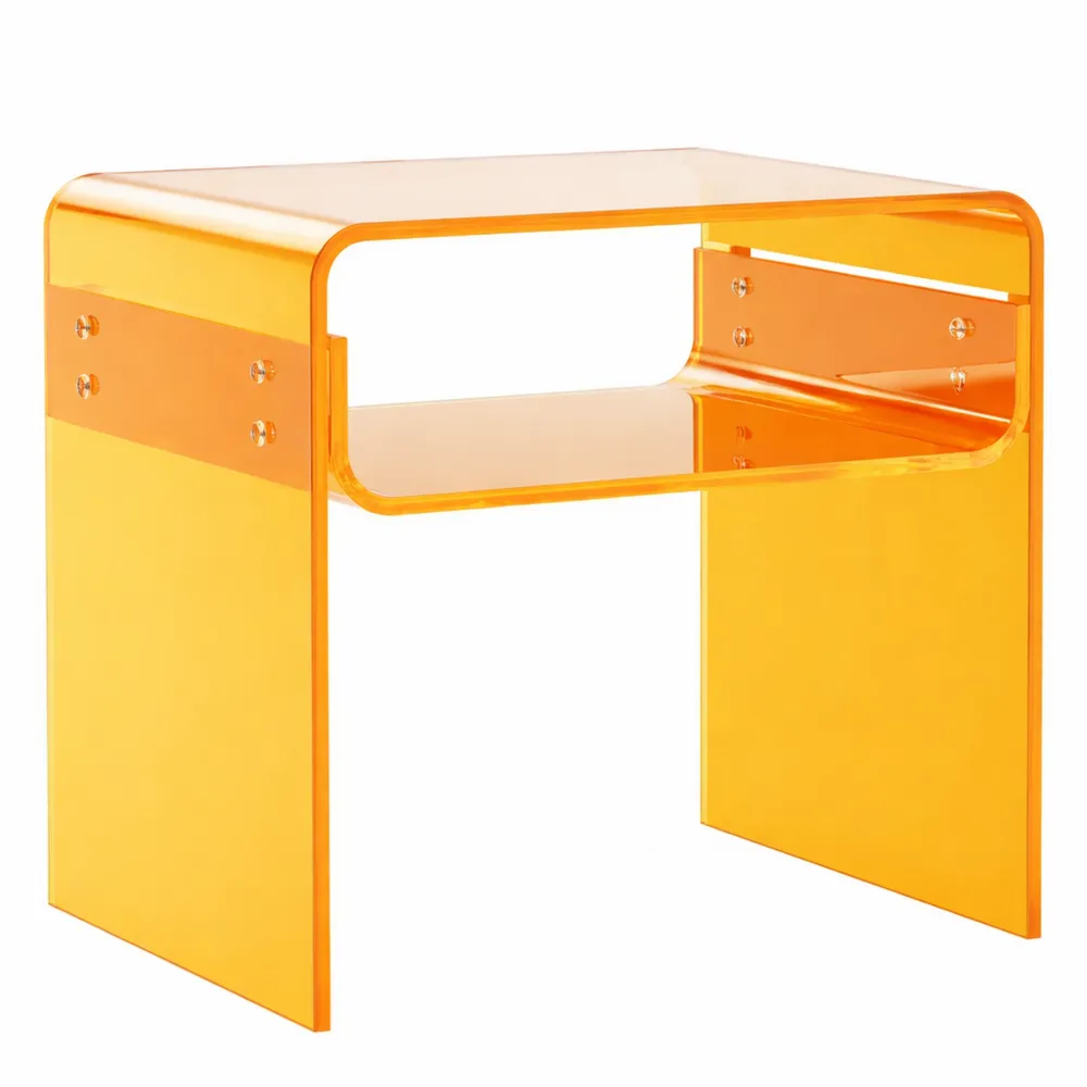 Tavolino in Acrilico, Comodino per Camera, 40 x 30 x 50 cm, Giallo