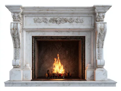 Chimeneas eléctricas con marco de mármol blanco 130x40x110 cm - diseño clásico para sala de estar-Denmypad