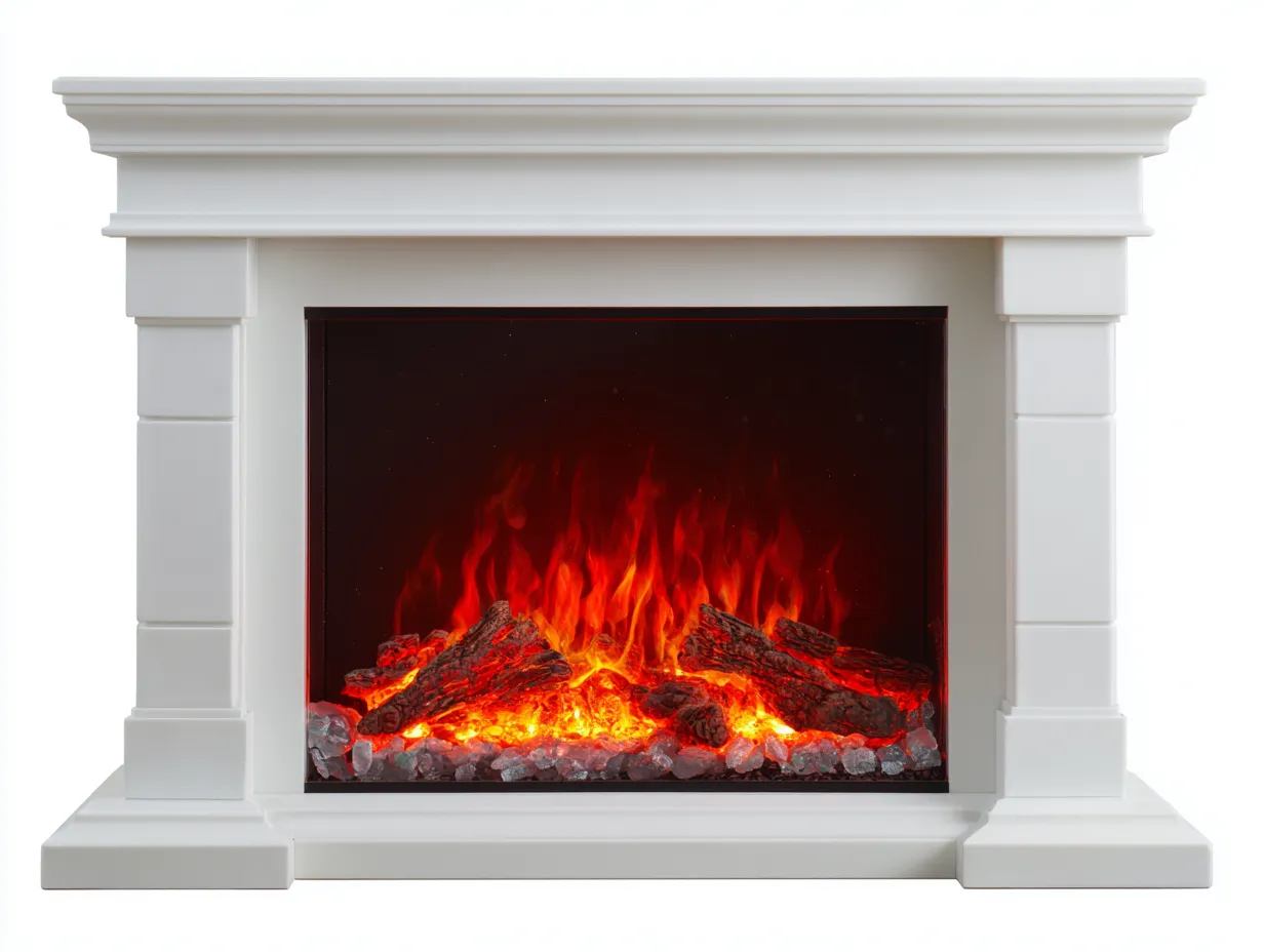 Chimeneas eléctricas madera 120x32x100 cm - blanco - estilo clásico decorativo-Denmypad