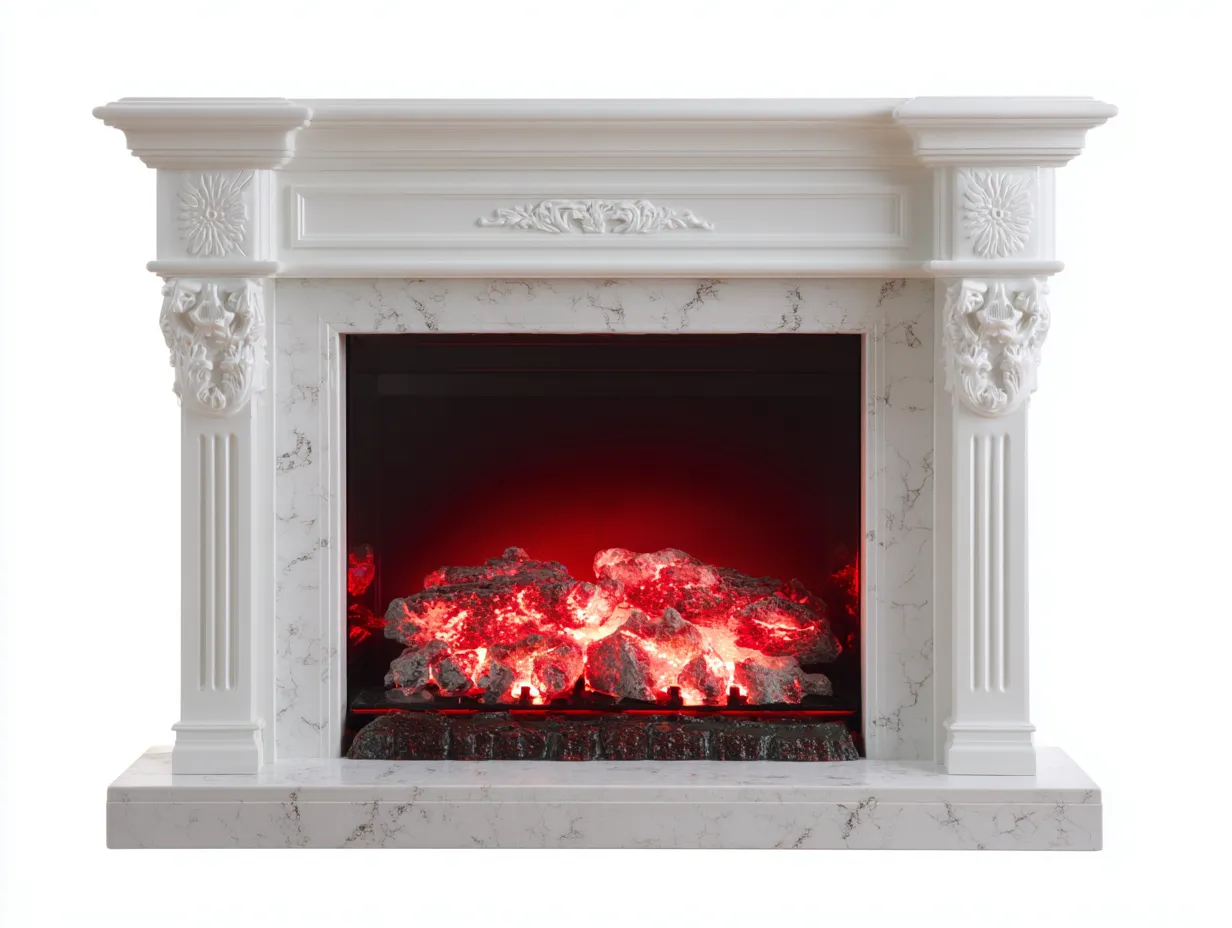 Chimeneas eléctricas efecto mármol 130x35x105 cm - blanco mármol - estilo clásico ornamental-Denmypad