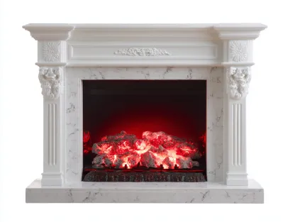 Chimeneas eléctricas efecto mármol 130x35x105 cm - blanco mármol - estilo clásico ornamental-Denmypad