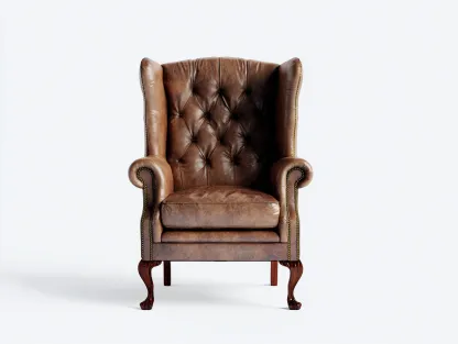 Sillón orejero tapizado cuero sintético marrón 80x85x105 cm - diseño clásico para sala de estar-Denmypad