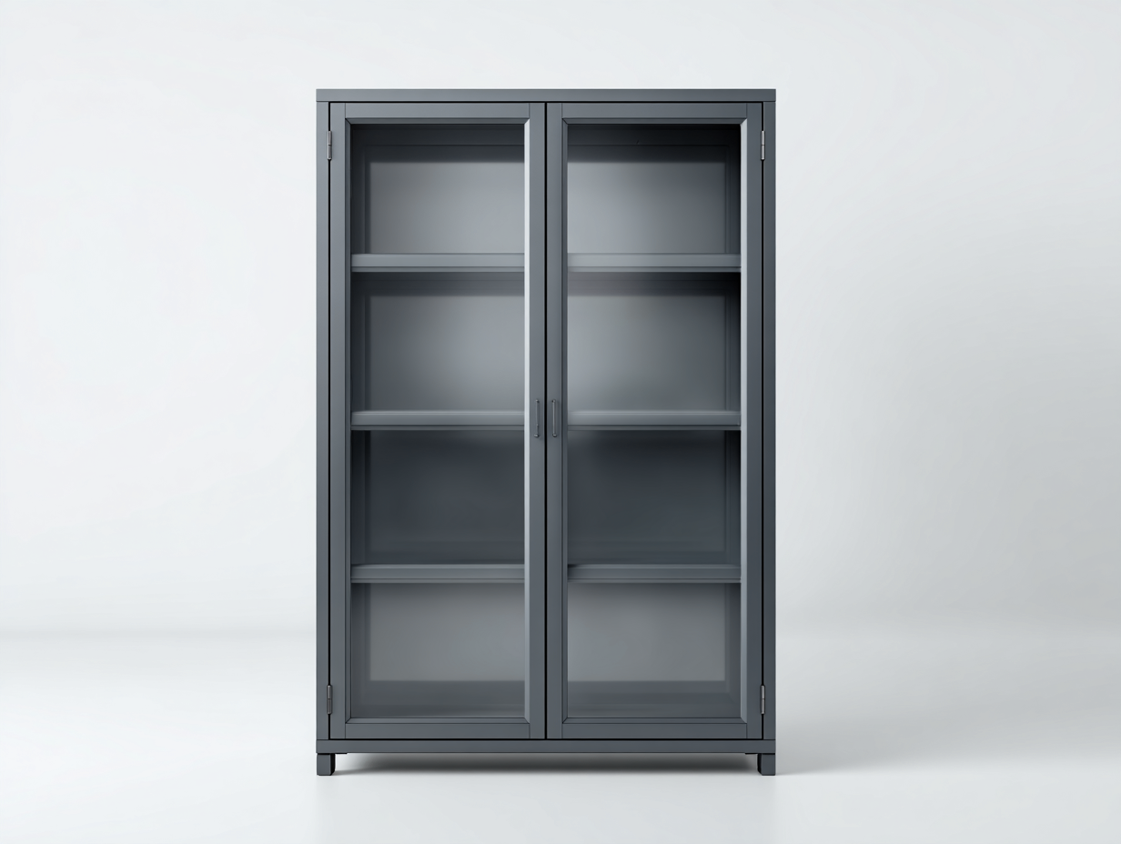 Estanterías con puertas de vidrio estructura de madera 100x40x180 cm - Gris - Diseño moderno de almacenamiento-Denmypad