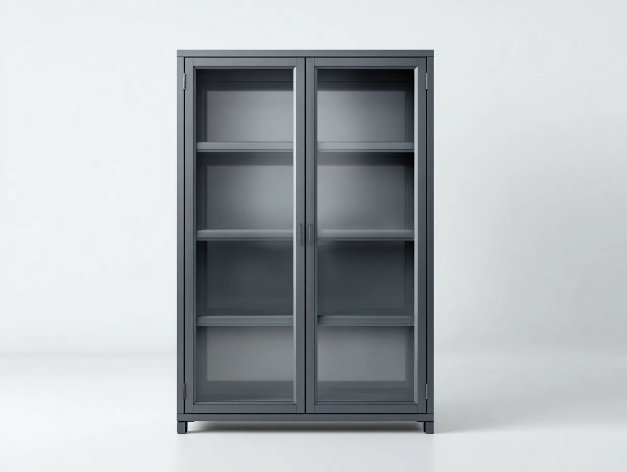 Estanterías con puertas de vidrio estructura de madera 100x40x180 cm - Gris - Diseño moderno de almacenamiento-Denmypad