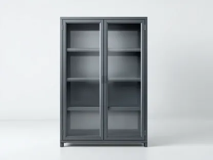 Estanterías con puertas de vidrio estructura de madera 100x40x180 cm - Gris - Diseño moderno de almacenamiento-Denmypad