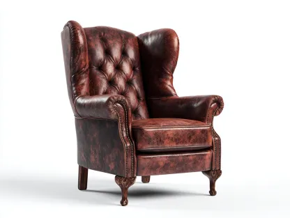 Sillón orejero tapizado cuero sintético marrón oscuro 82x88x108 cm - diseño clásico para sala de estar-Denmypad