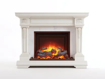 Chimeneas eléctricas marco decorativo efecto mármol blanco 125x35x100 cm - estilo clásico para sala de estar-Denmypad