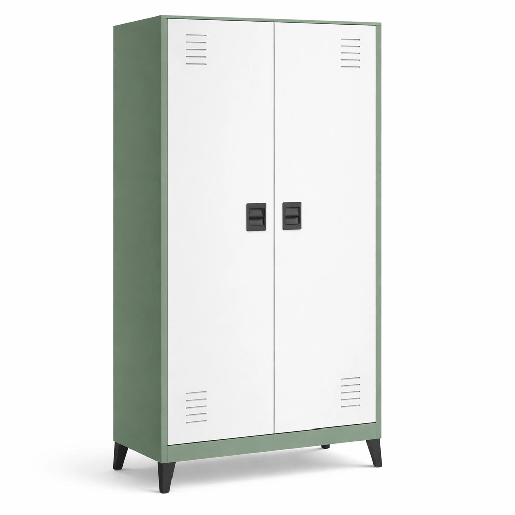 Armoire vestiaire mtal vert portes ventilation style industriel-Zenlovo