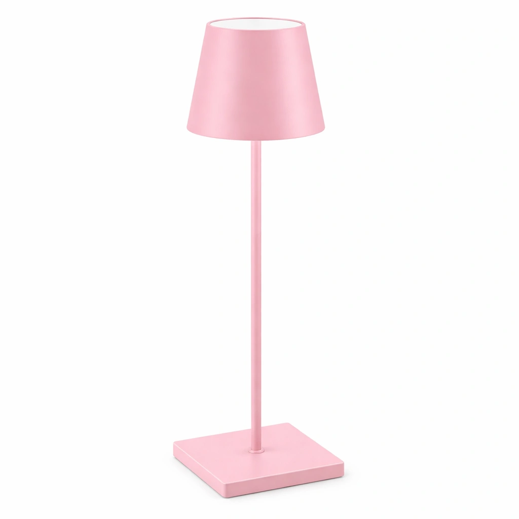 Lampe table rose pied mtal abat jour conique dcoration chambre-Zenlovo