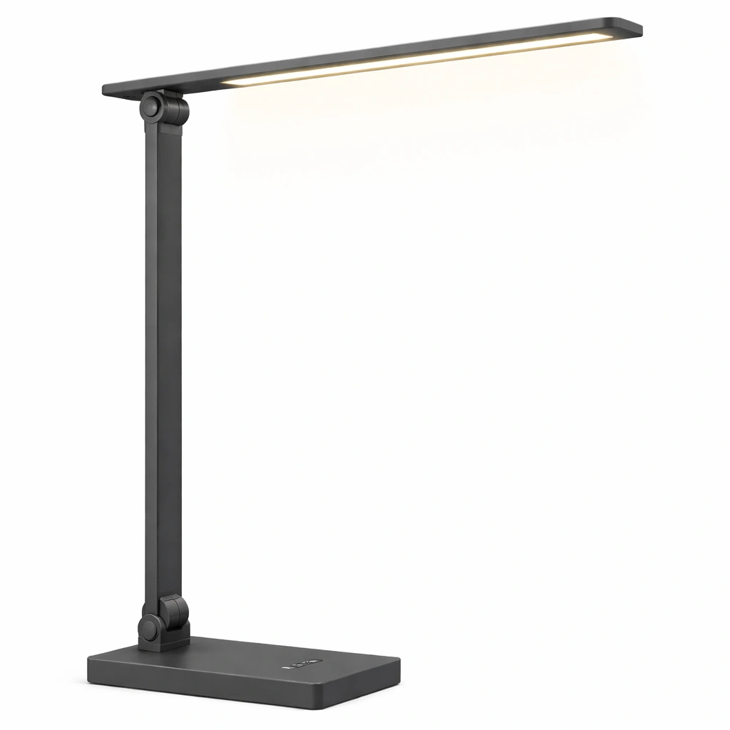Lampe bureau LED noir bras rglable clairage travail moderne-Zenlovo