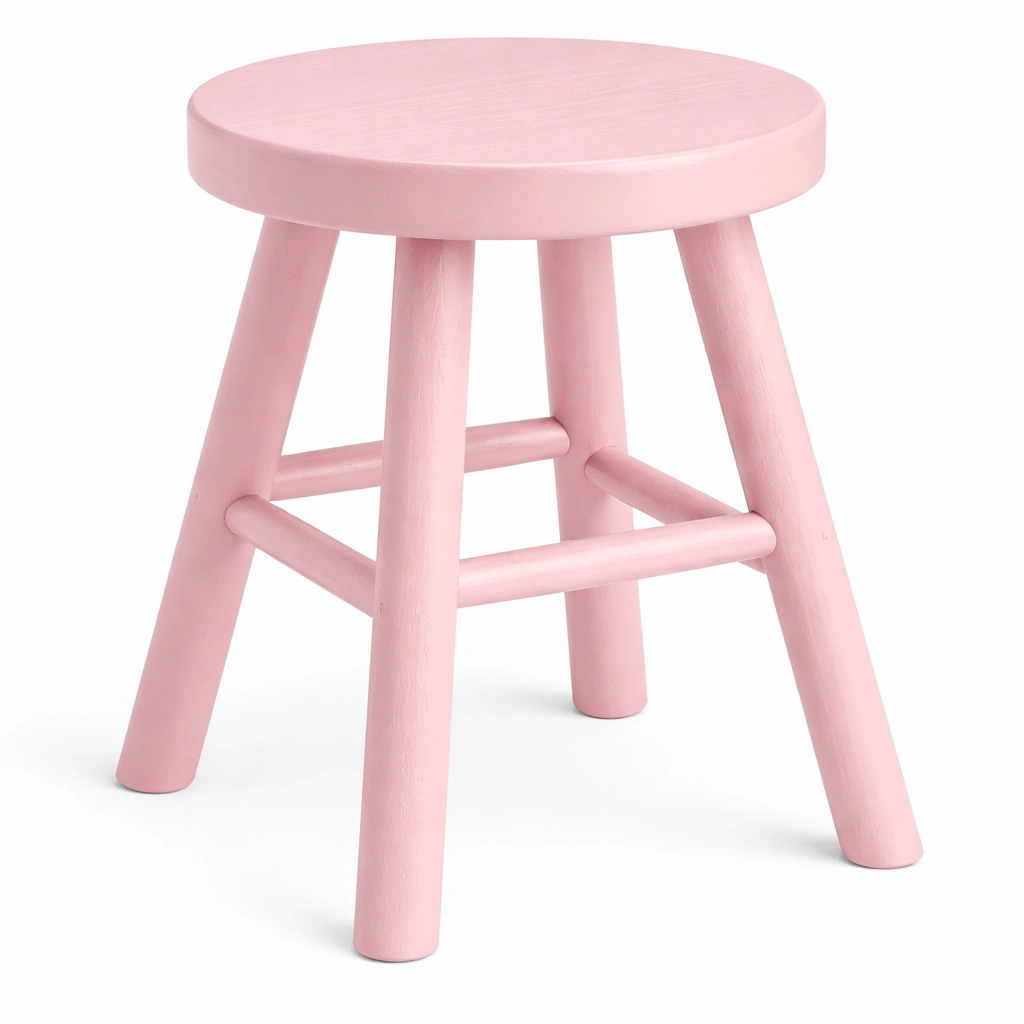 Tabouret bois rose assise ronde pieds bois style dcoration maison-Zenlovo