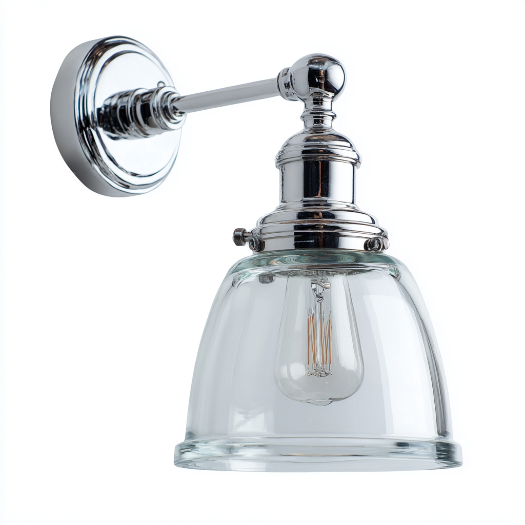 Applique metallo vetro 14x22x26 cm - cromo-trasparente - stile classico per interni-Bambooupbay