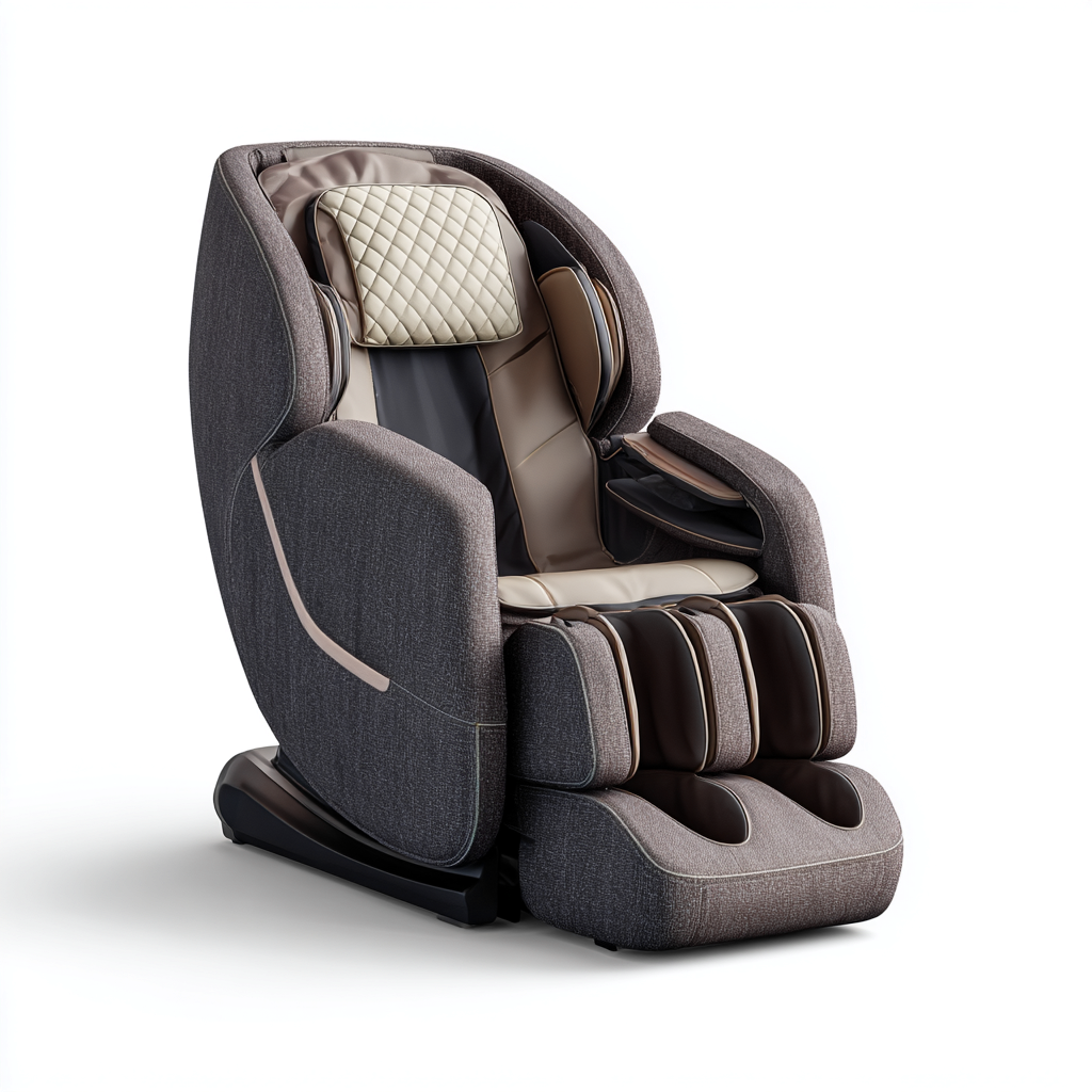 Poltrona massaggiante ergonomica con poggiapiedi 125x78x112 cm - grigio-beige-nero - uso domestico - stile moderno-Bambooupbay