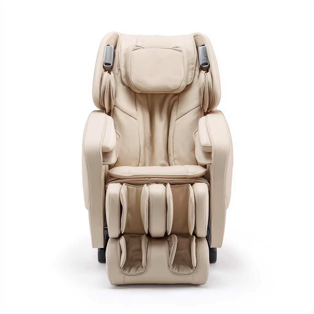 Poltrona massaggiante reclinabile ergonomica 145x85x115 cm - beige - uso domestico - stile moderno-Bambooupbay