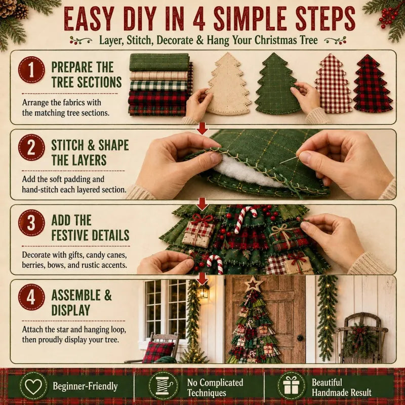 🎄 Heirloom Christmas DIY Patchwork Tree Door Hanging
