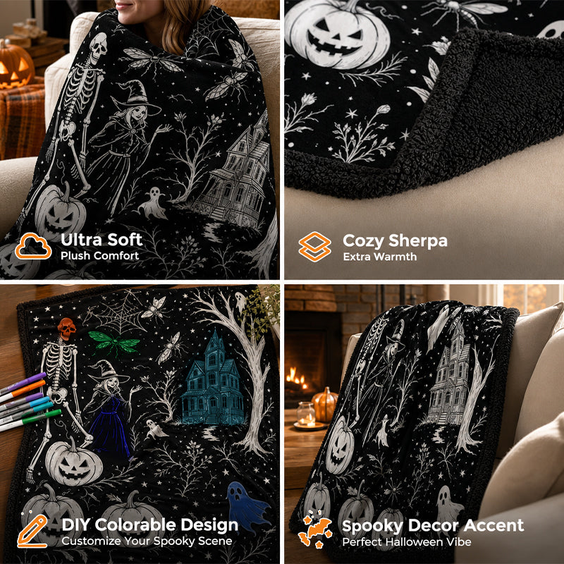 🎃 DIY Halloween Coloring Sherpa Blanket