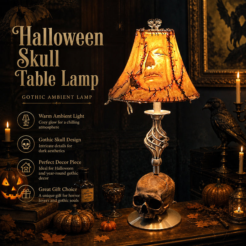 🎃Human skin lantern stitched with skull lamp