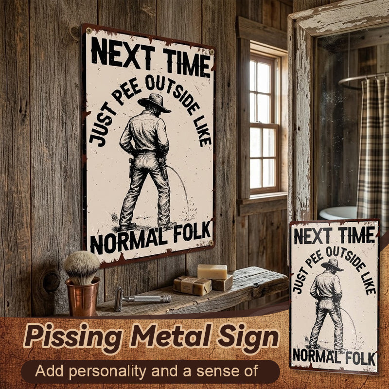 Pissing Metal Sign