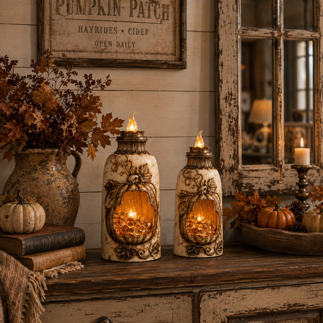 🎃 Vintage Lighted Pumpkin Fall Decor