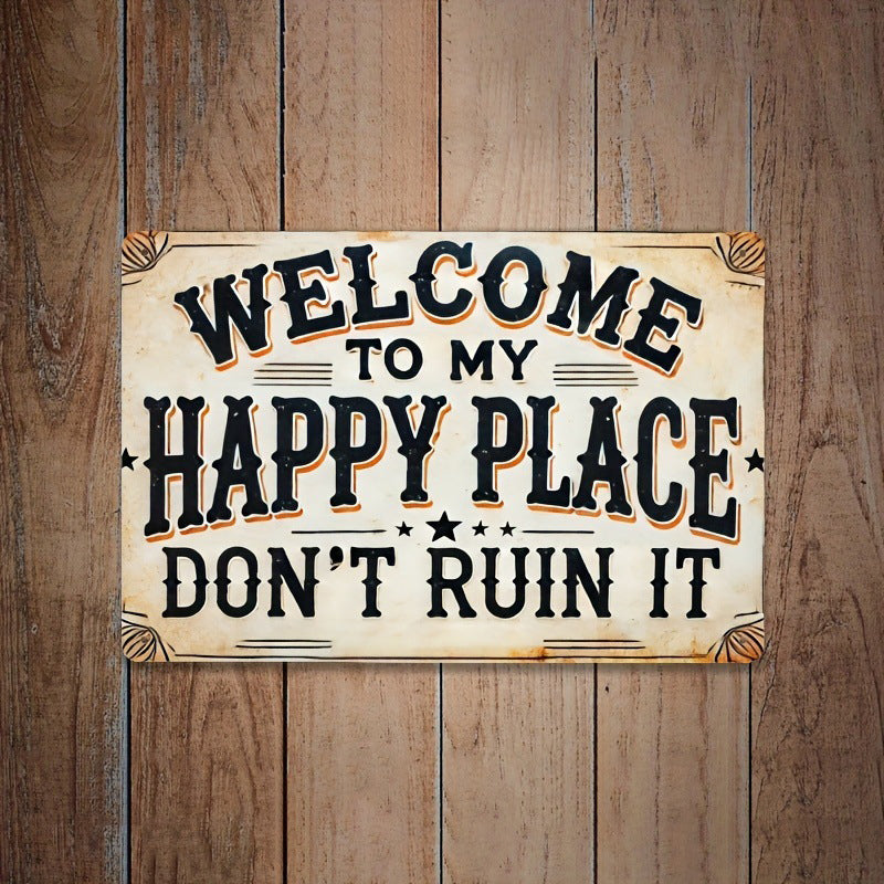 Happy Place Rustic Hanging Wall Sign 🌿🏡✨