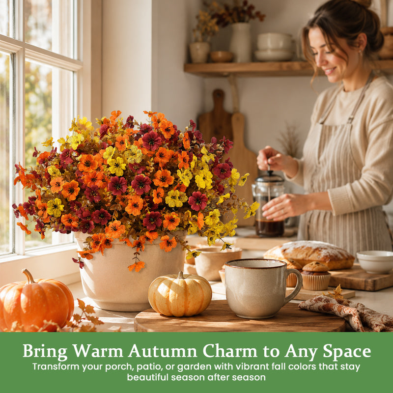 🍂Autumn Eucalyptus & Violet Artificial Flowers for Home Decor