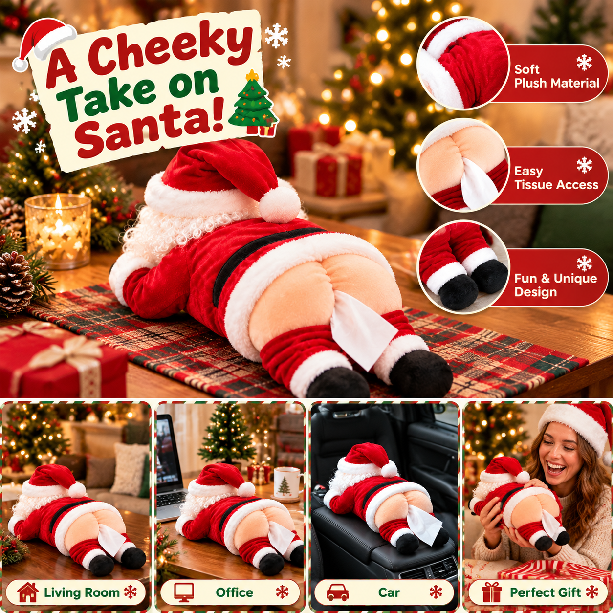 Funny Santa Butt Tissue Box