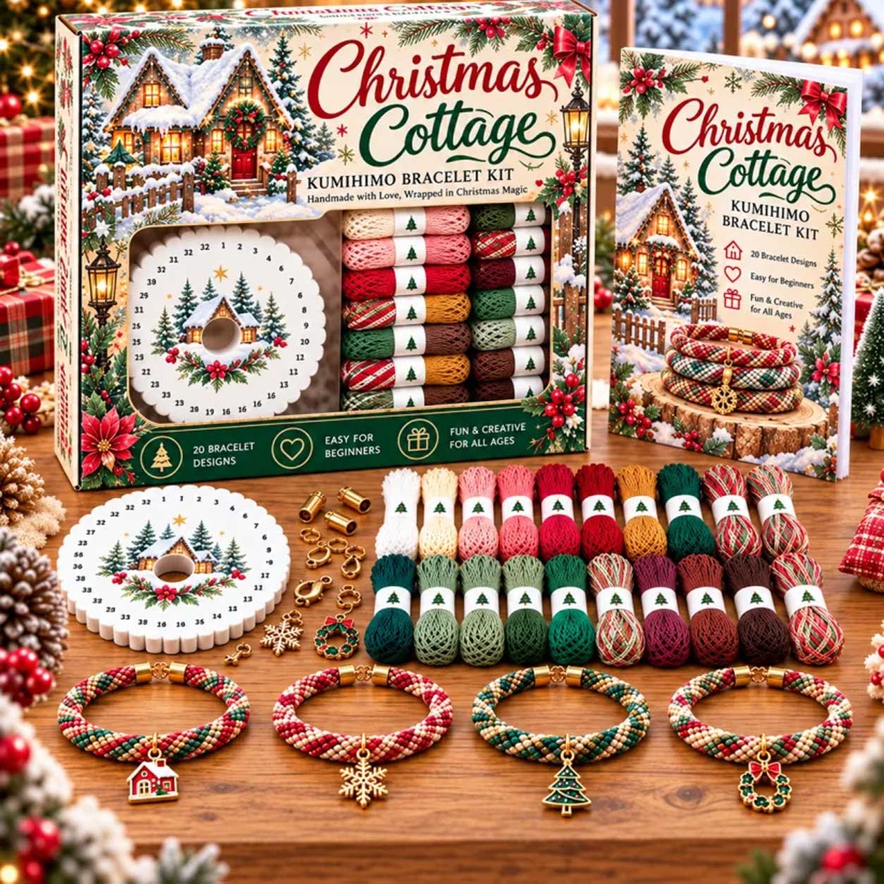 Christmas Cottage Kumihimo bracelet kit