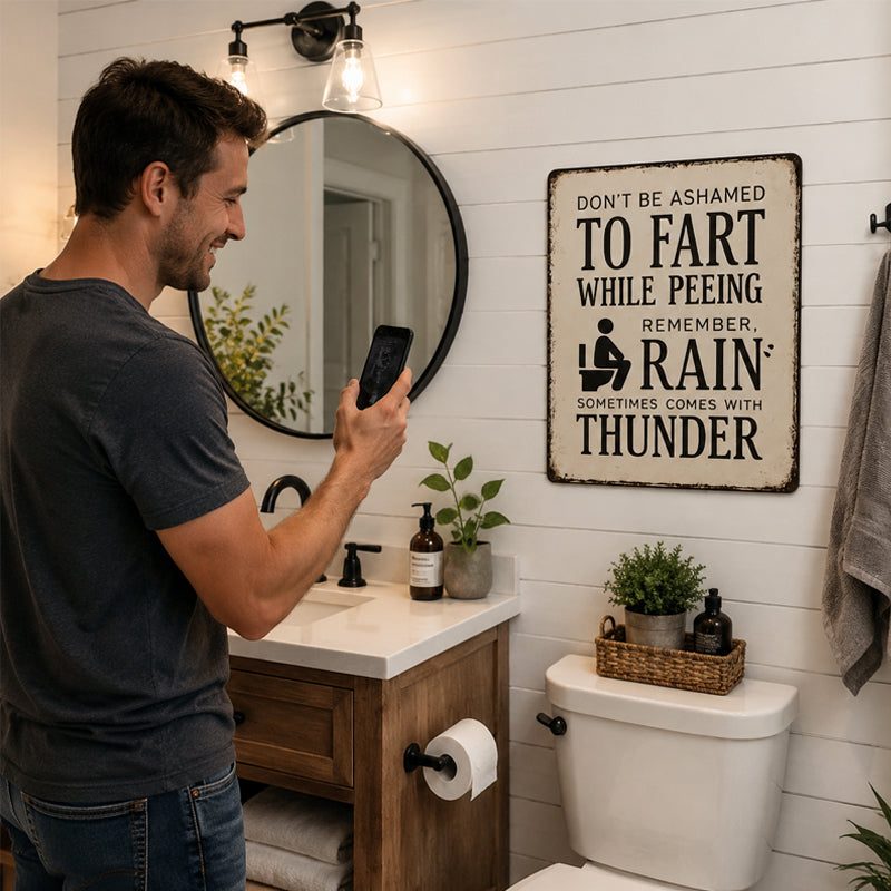 Funny Bathroom Sign – Vintage Restroom Humor Wall Decor