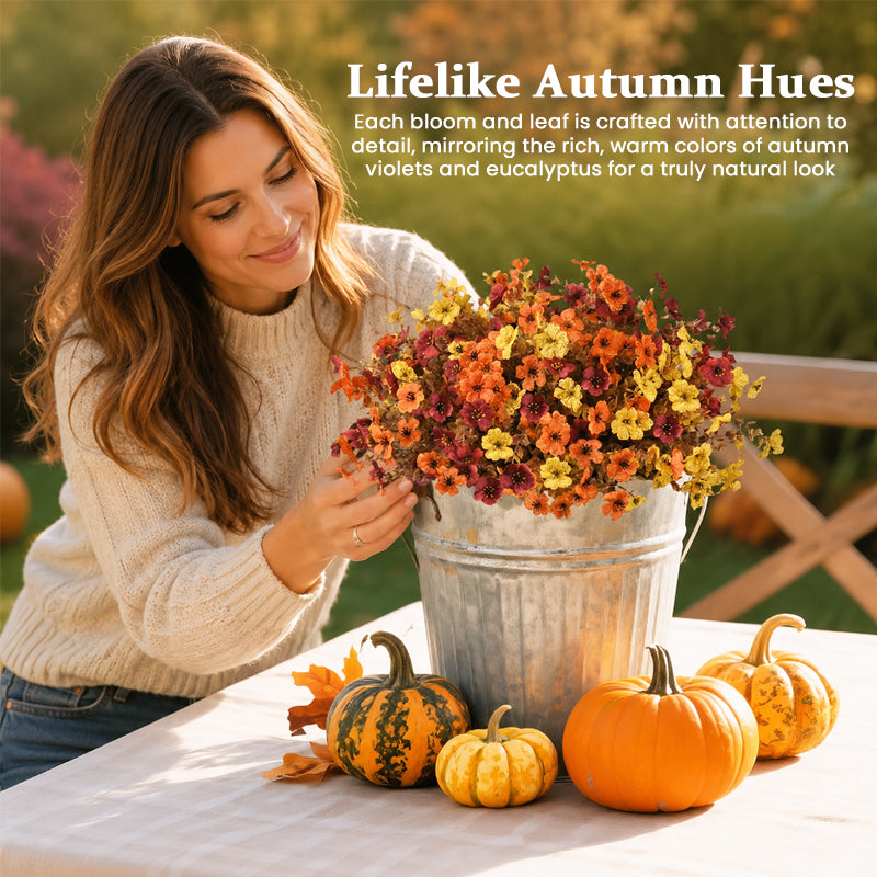 🍂Autumn Eucalyptus & Violet Artificial Flowers for Home Decor