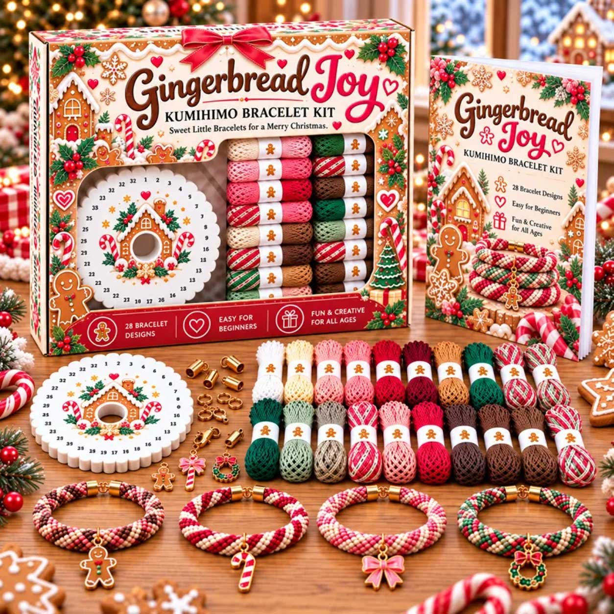 Gingerbread Joy Kumihimo bracelet kit