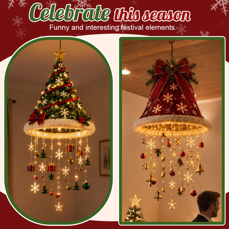 Lighted Christmas Hat Hanging Decoration – Warm LED Holiday Porch & Home Decor