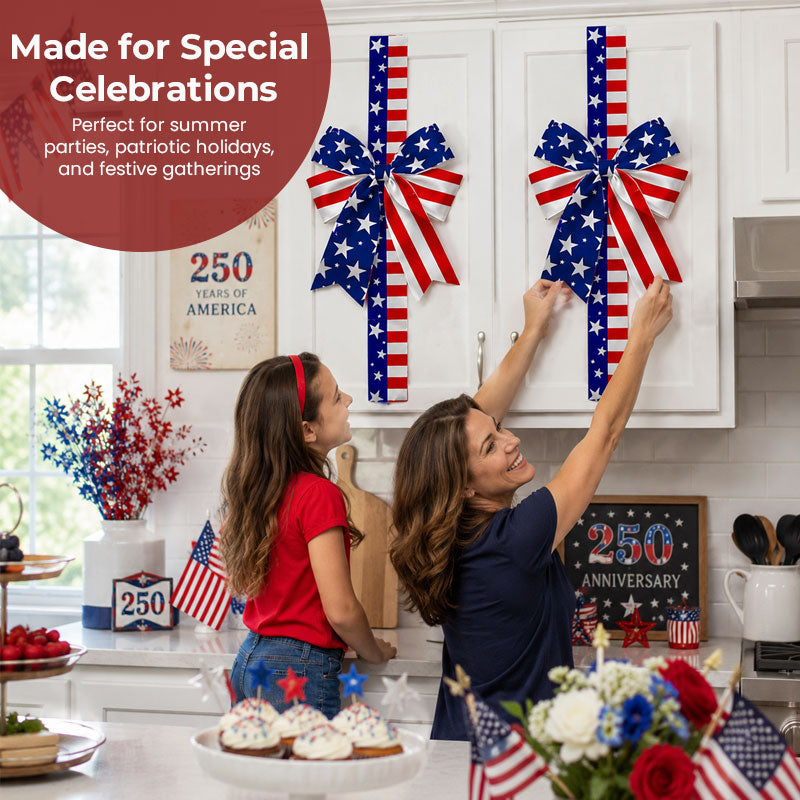 250th Anniversary Patriotic Ribbon Bow Decor
