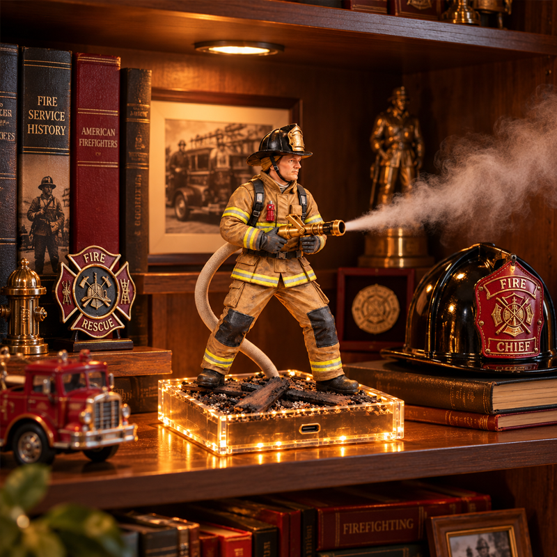 Firefighter Rescue Humidifier – LED Light-Up Mist Decor