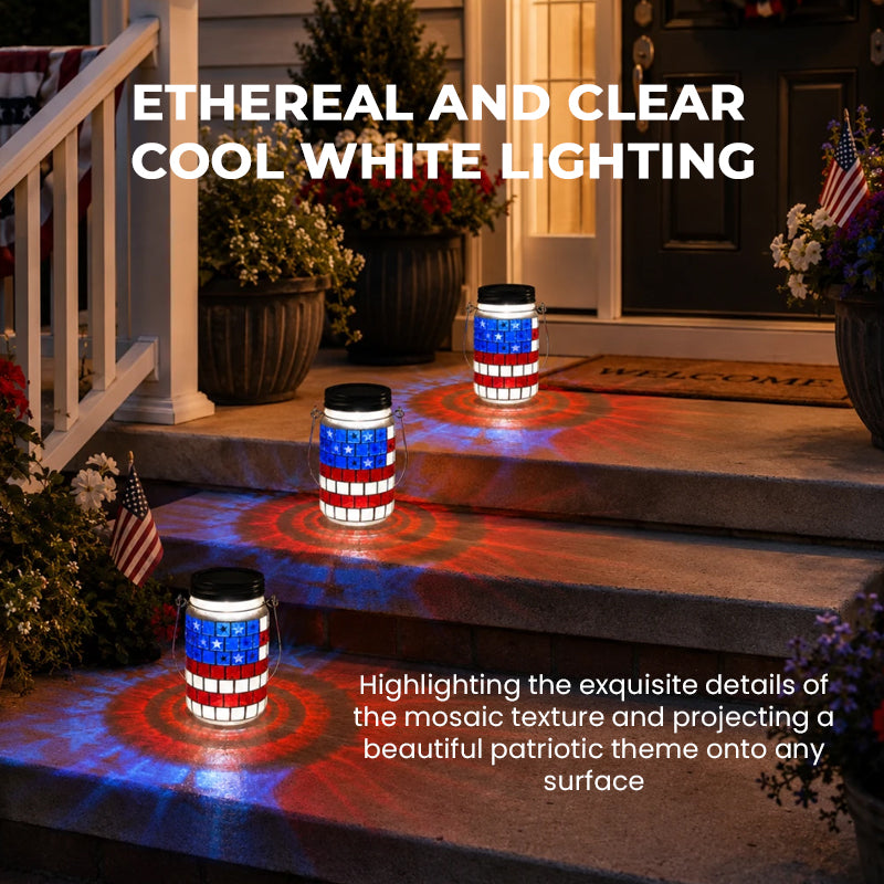 American Flag Solar Mosaic Lantern Patriotic Decor US✨🏮