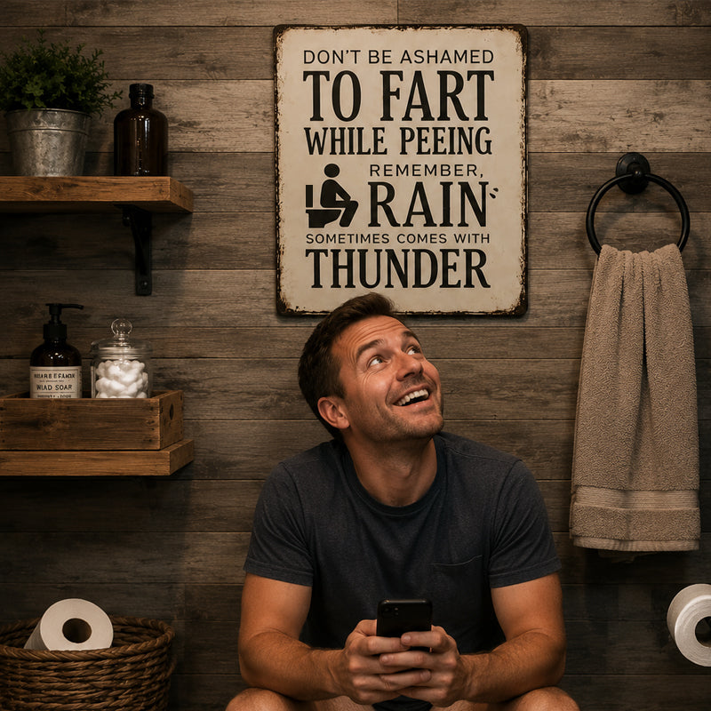 Funny Bathroom Sign – Vintage Restroom Humor Wall Decor