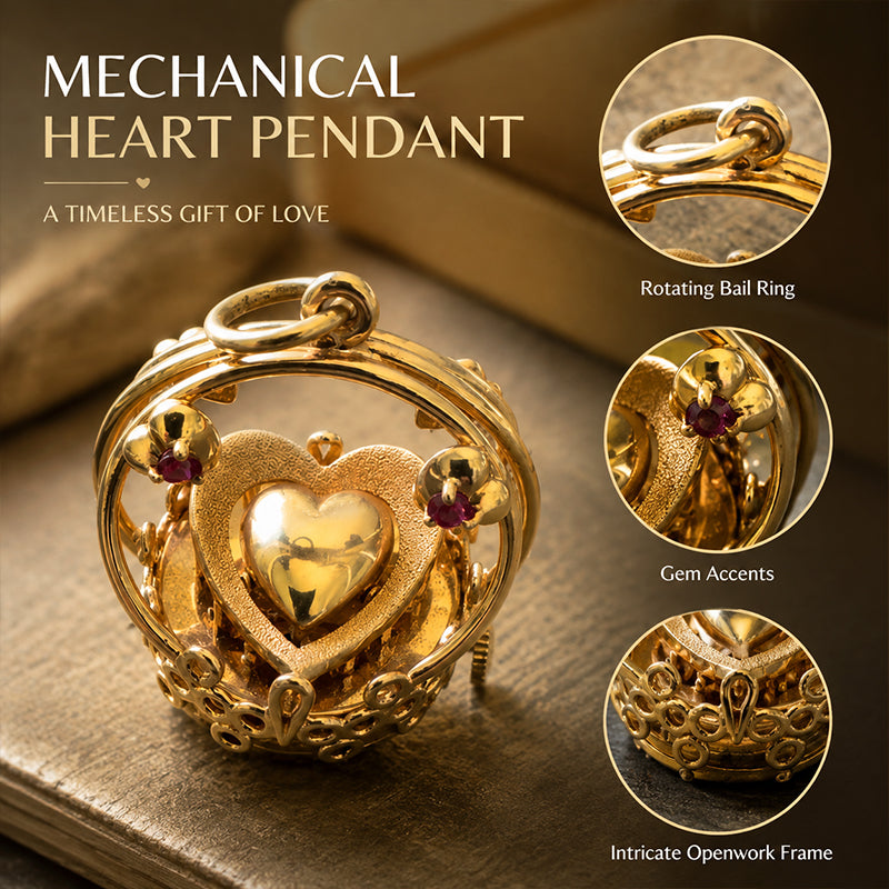  💛Heartbeat Mechanical Heart Pendant Necklace – Vintage Gear Heart Jewelry Gift for Her