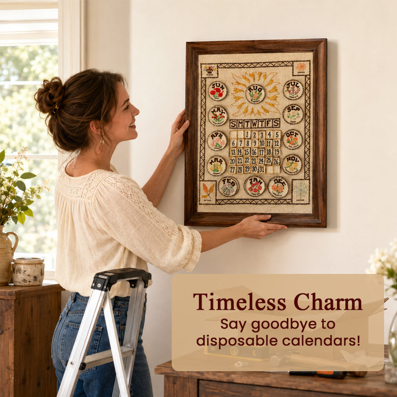 ✨Hand-Embroidered Perpetual Calendar Wall Art 