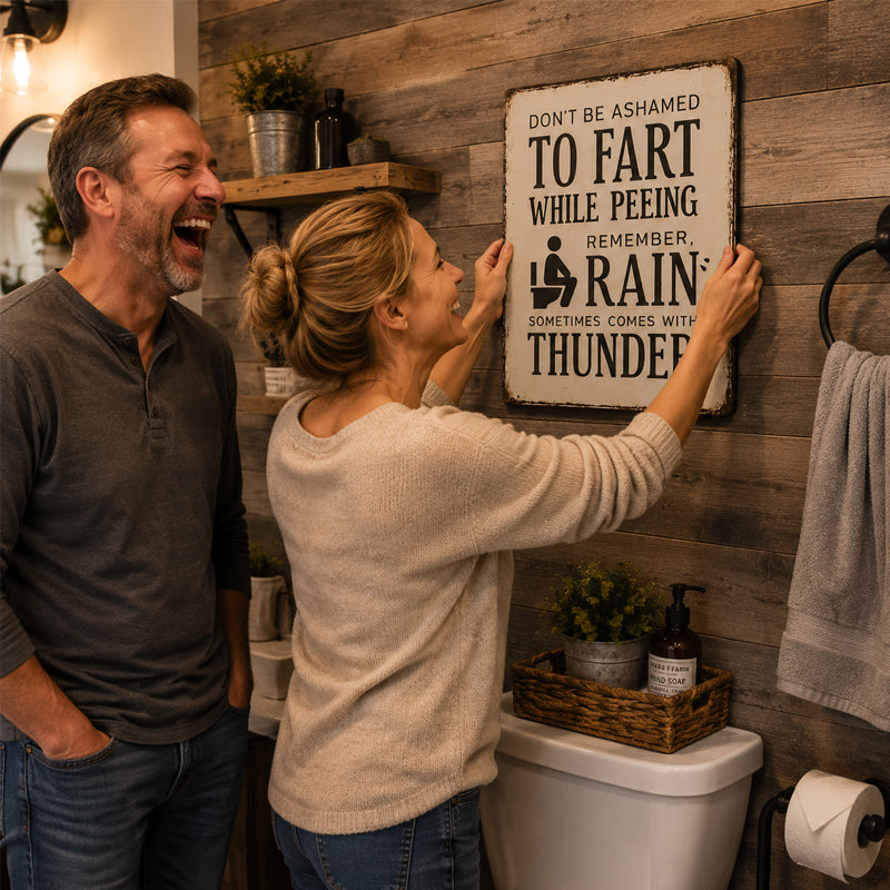 Funny Bathroom Sign – Vintage Restroom Humor Wall Decor