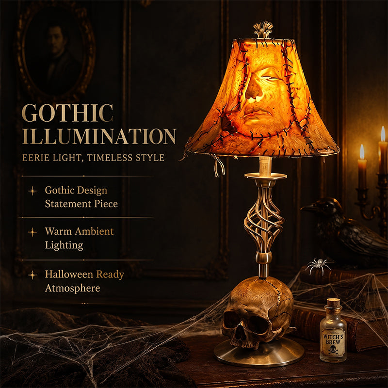 🎃Human skin lantern stitched with skull lamp