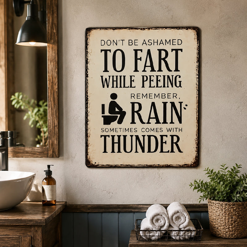 Funny Bathroom Sign – Vintage Restroom Humor Wall Decor