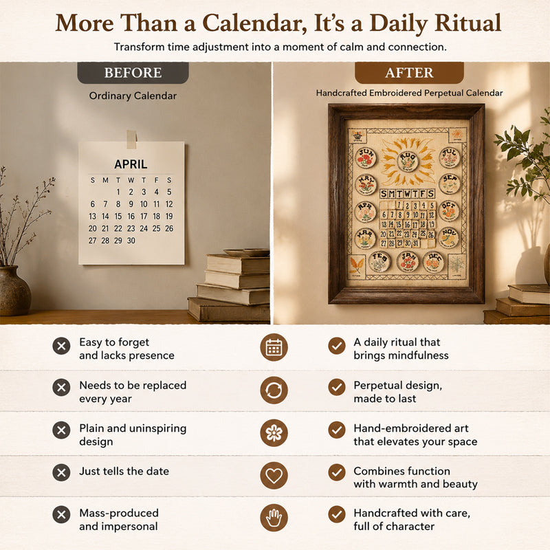 ✨Hand-Embroidered Perpetual Calendar Wall Art 