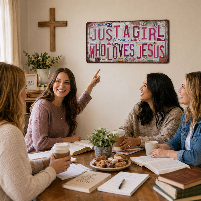 "Just A Girl Who Loves Jesus" Vintage Wall Sign