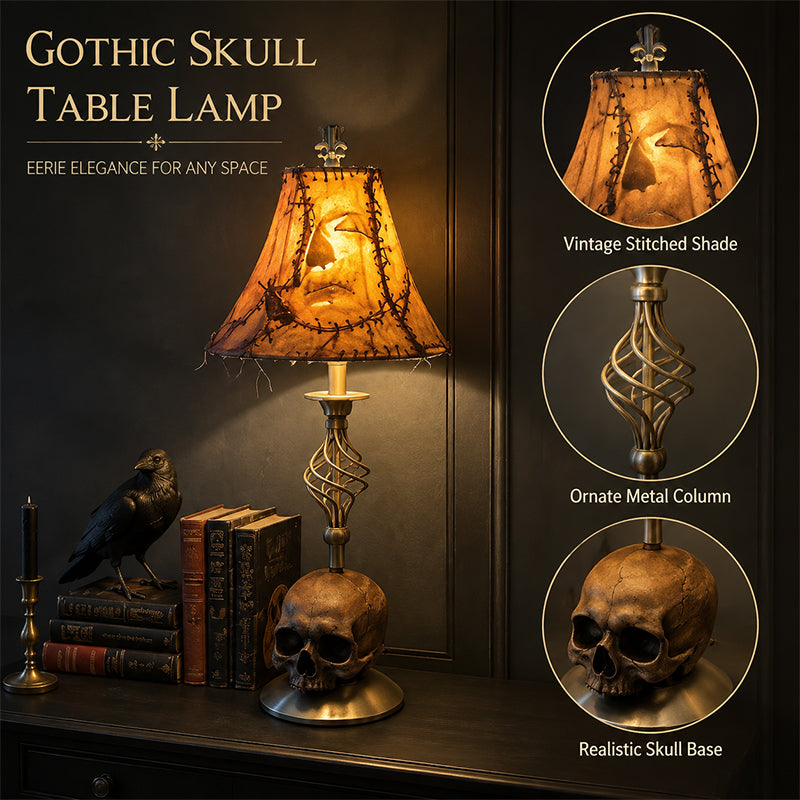 🎃Human skin lantern stitched with skull lamp